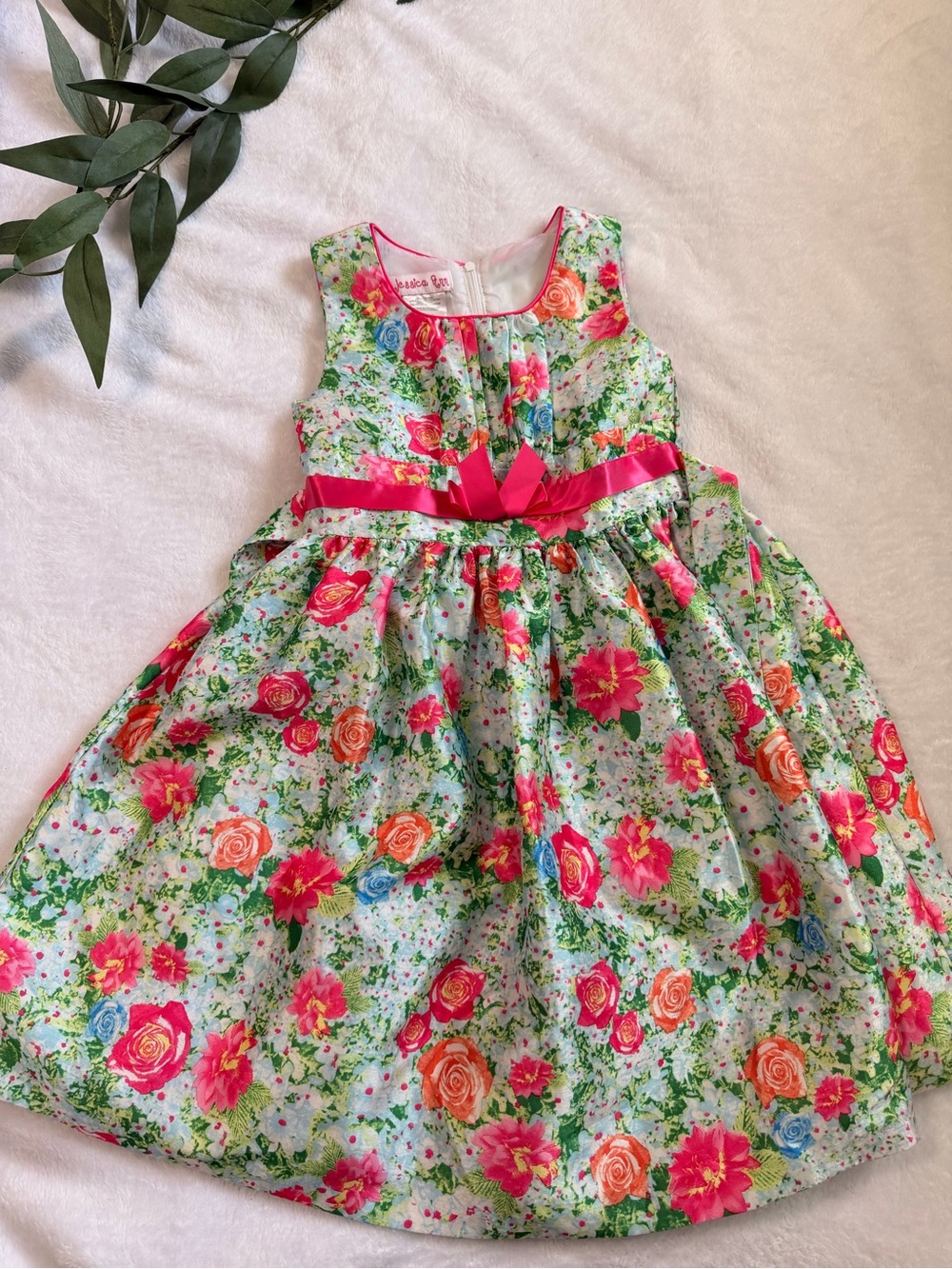 Pink Floral Girls Party Dress